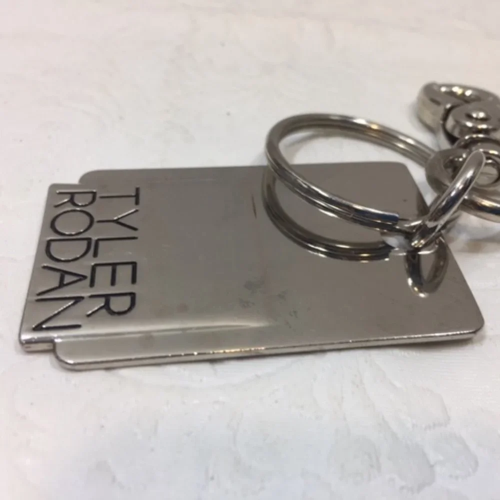 Tyler Rodan Logo Silver Toned Keychain Purse Charm 2.5